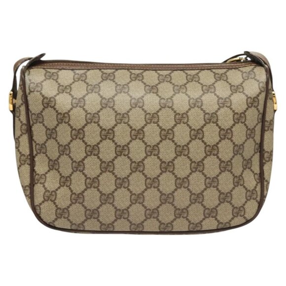 GUCCI GG Supreme Web Sherry Line Bag PVC Beige Gold - Picture 3 of 15